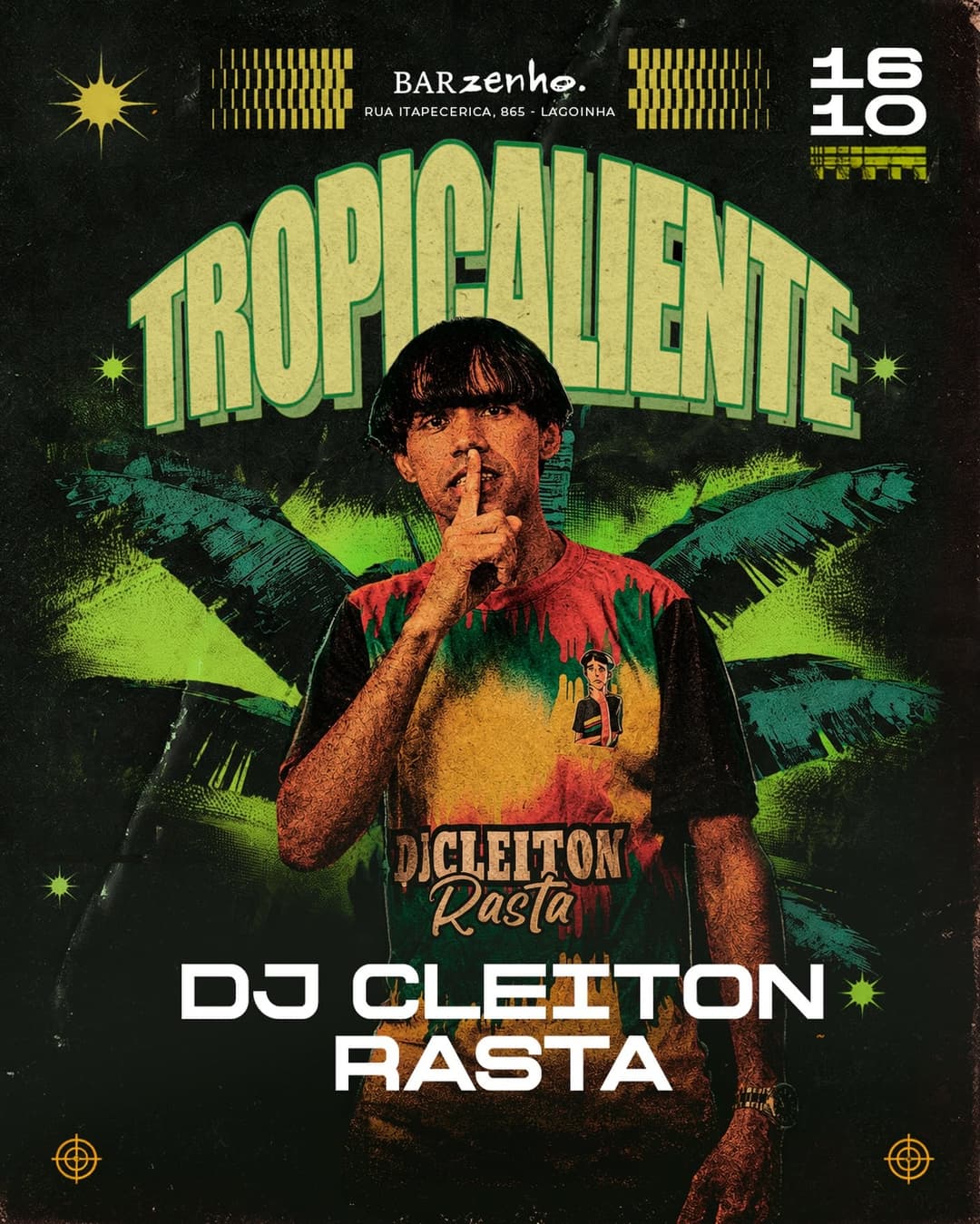 Flyer de Daniel Vasconcellos, DJ Cleiton Rasta e mais 3 artistas