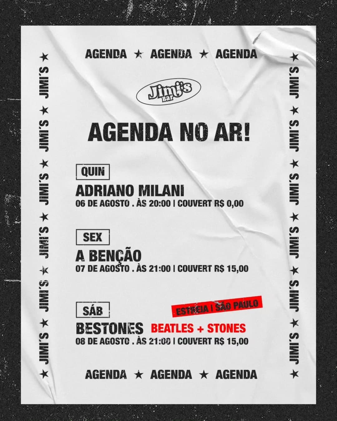 Flyer de Adriano Milani, A Benção e Bestones