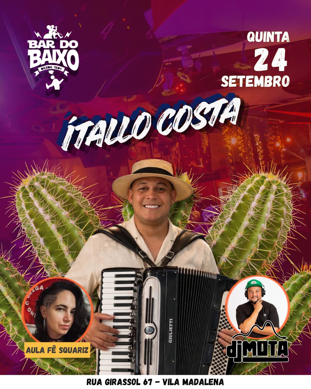 Flyer de Ítallo Costa, Flavinho Lima, DJ Mota e mais 2 artistas