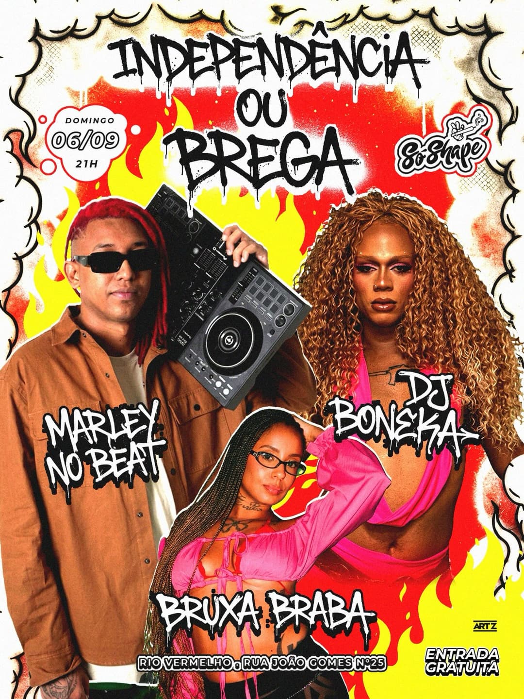 Flyer de Boneka, Fabrica de Hits, DJ BONEKA e BRUXA BRABA