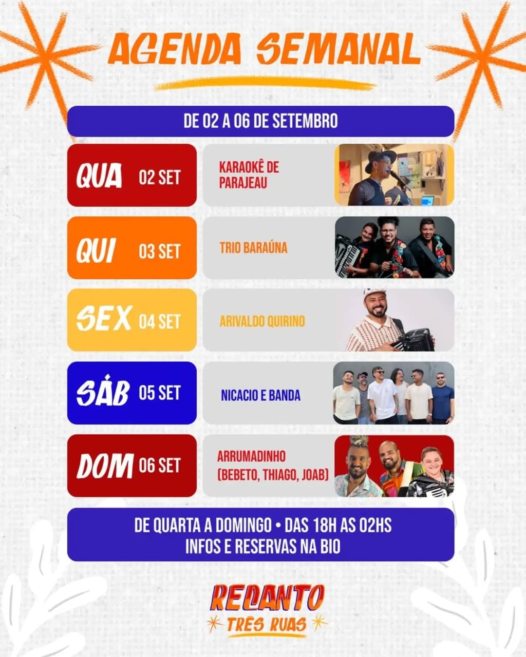 Flyer de Nicácio e Banda e Dj Felipe Bandeira