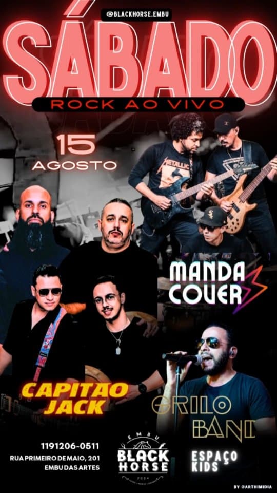 Flyer de Banda Manda, Banda Capitão Jack e Grilo Band