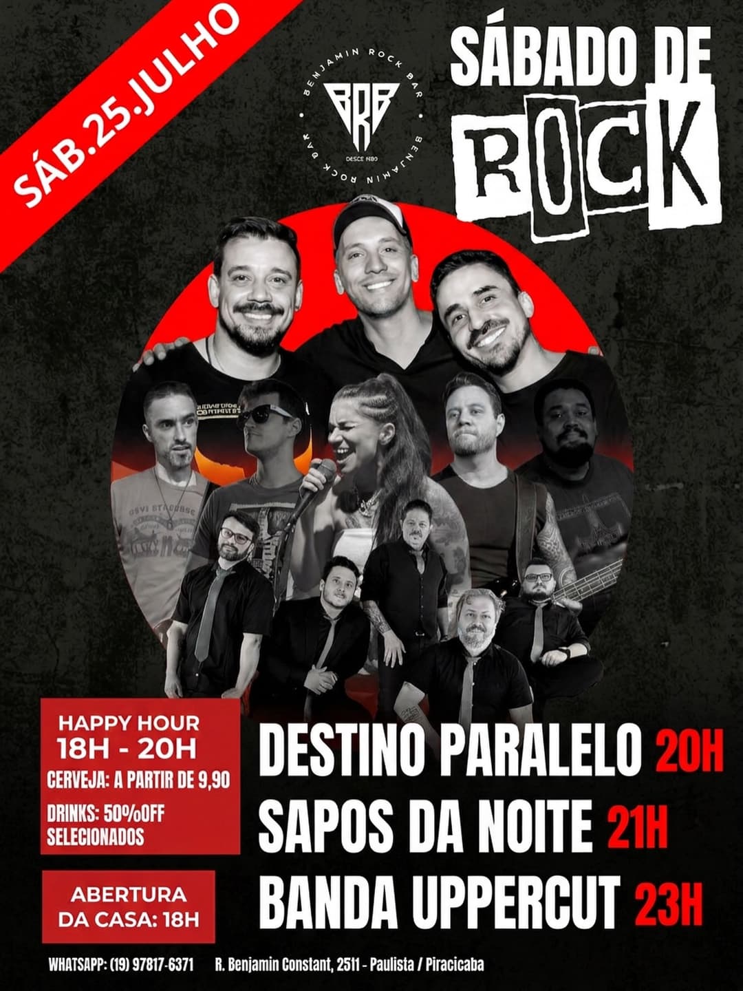 Flyer de Sapos da Noite, Banda Uppercut e Destino Paralelo