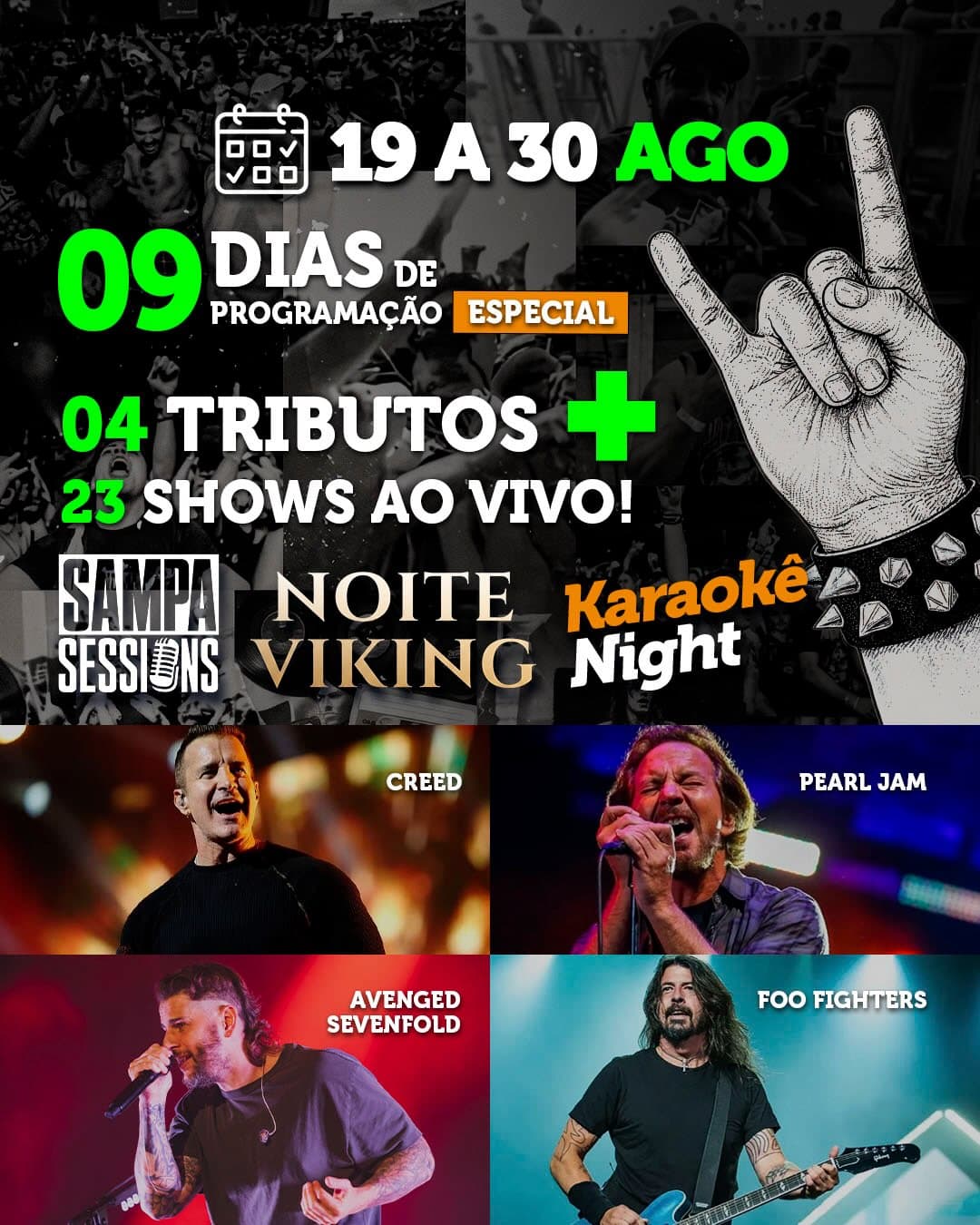 Flyer de Arthur Hélio e Os Lobos, Draxx Rock Band e Avenged Sevenfold Tributo