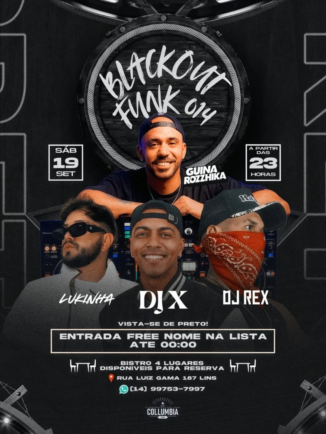 Flyer de Lukinh'a, Rex, guina rozzhika e DJ X