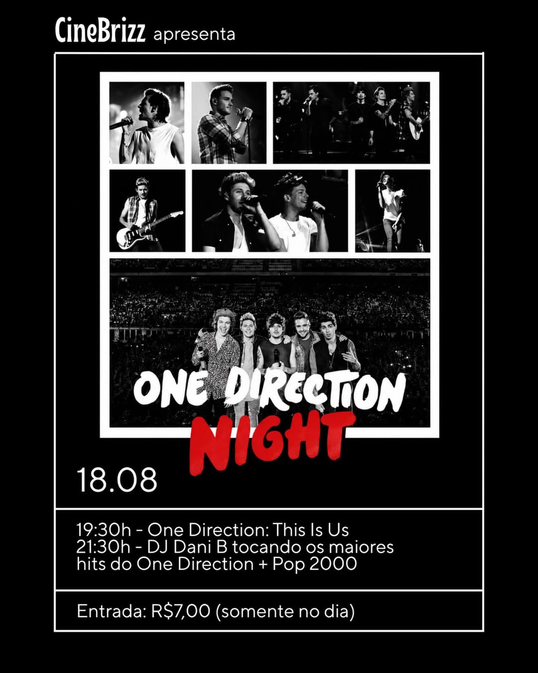Flyer de One Direction Night e DJ Dani B