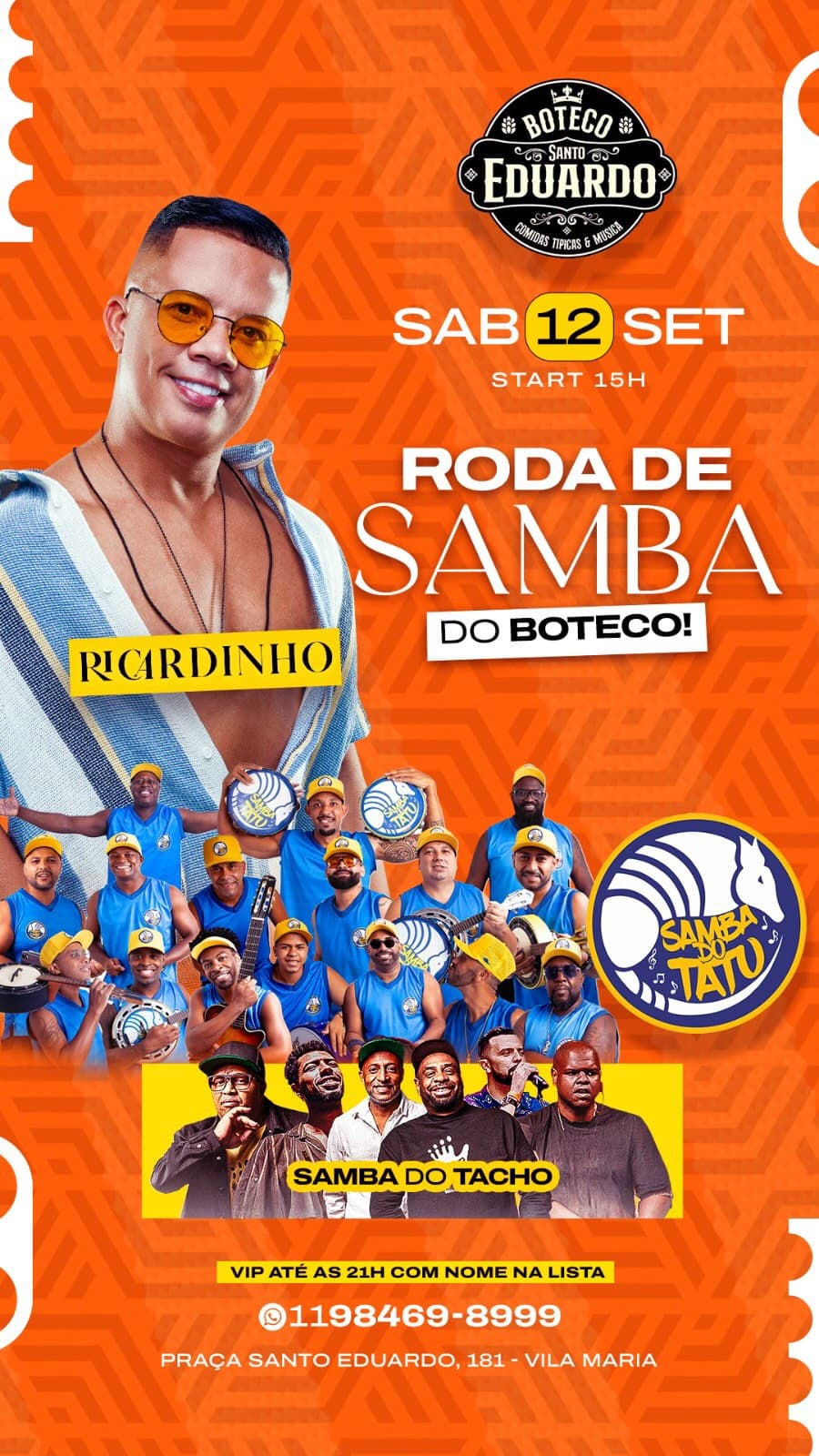 Flyer de Samba do Tacho, Samba do Tatu e Ricardinho Lima