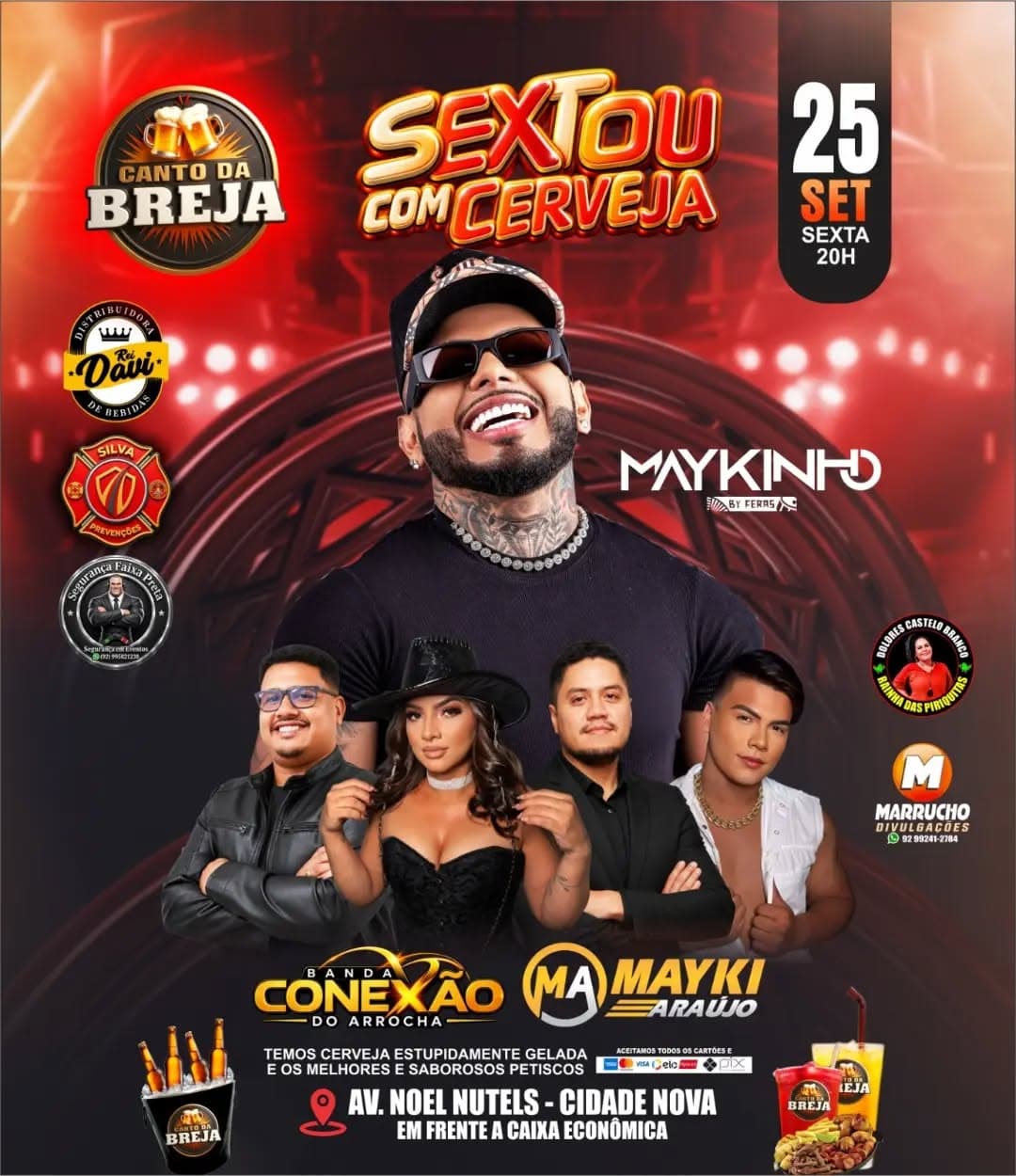 Flyer de Maykinho, Banda Conexão do Arrocha e Mayki Araújo