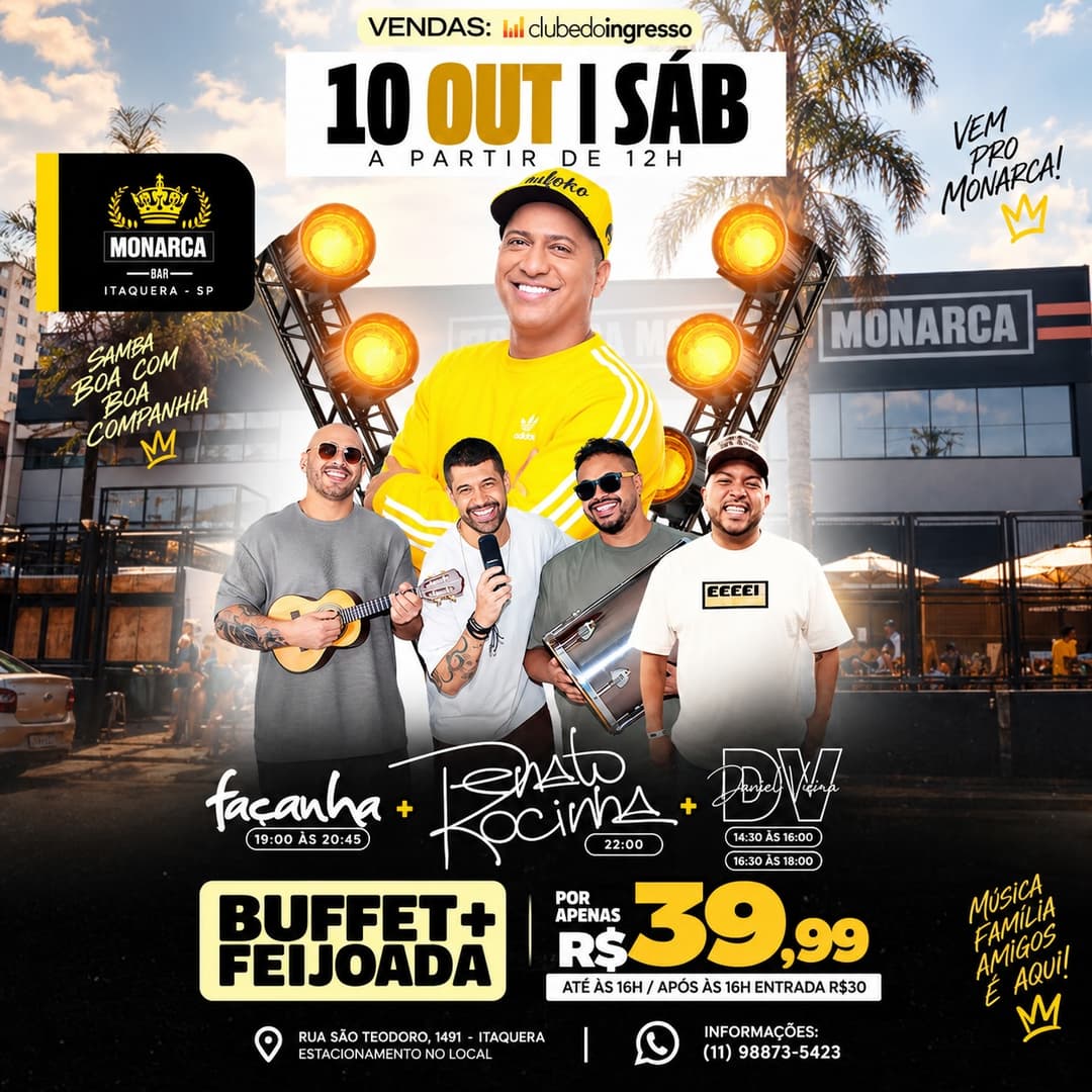 Flyer de Daniel Vieira, Grupo Façanha e Renato e Dara