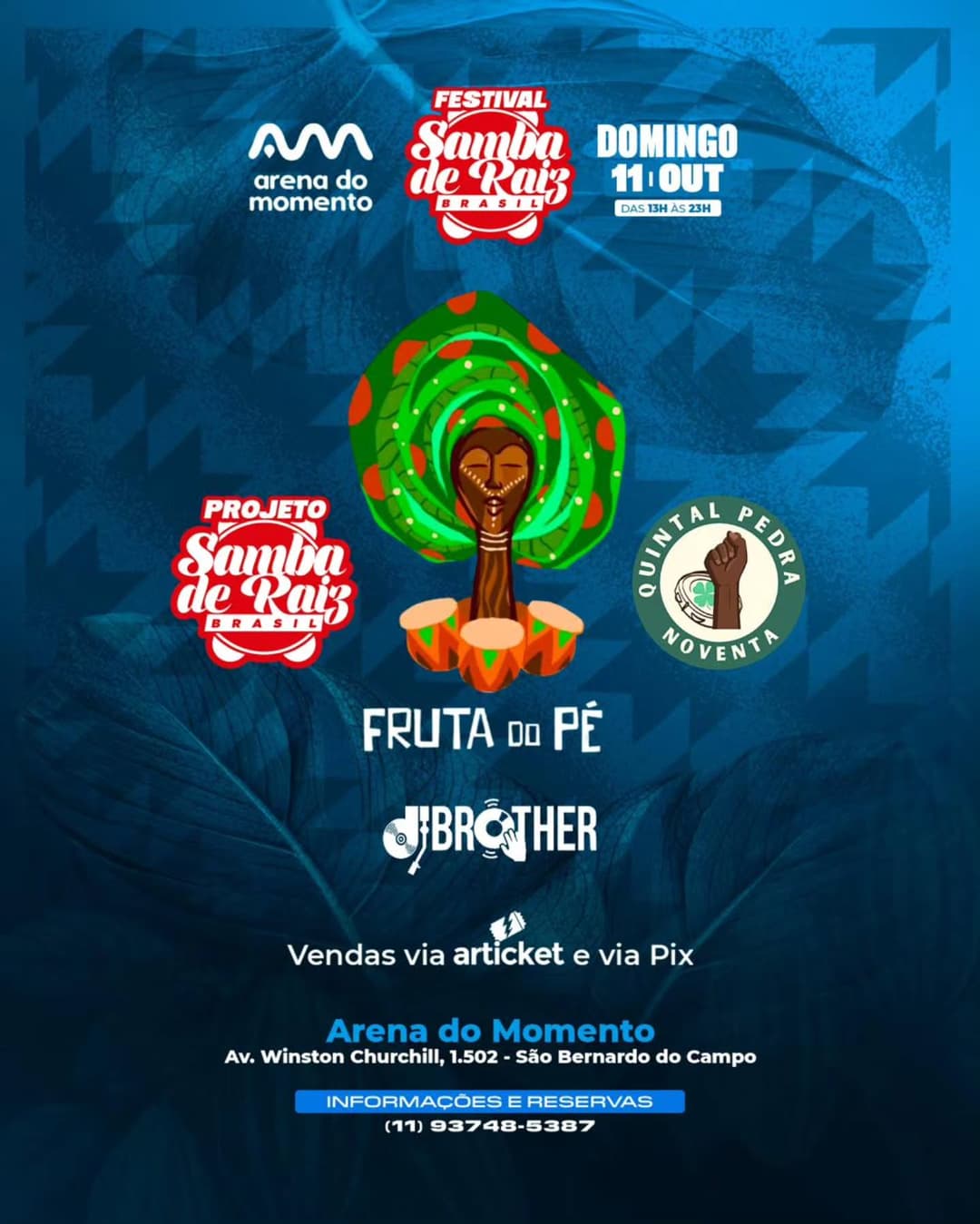 Flyer de Fruta do Pé, PEDRA NOVENTA e mais 2 artistas