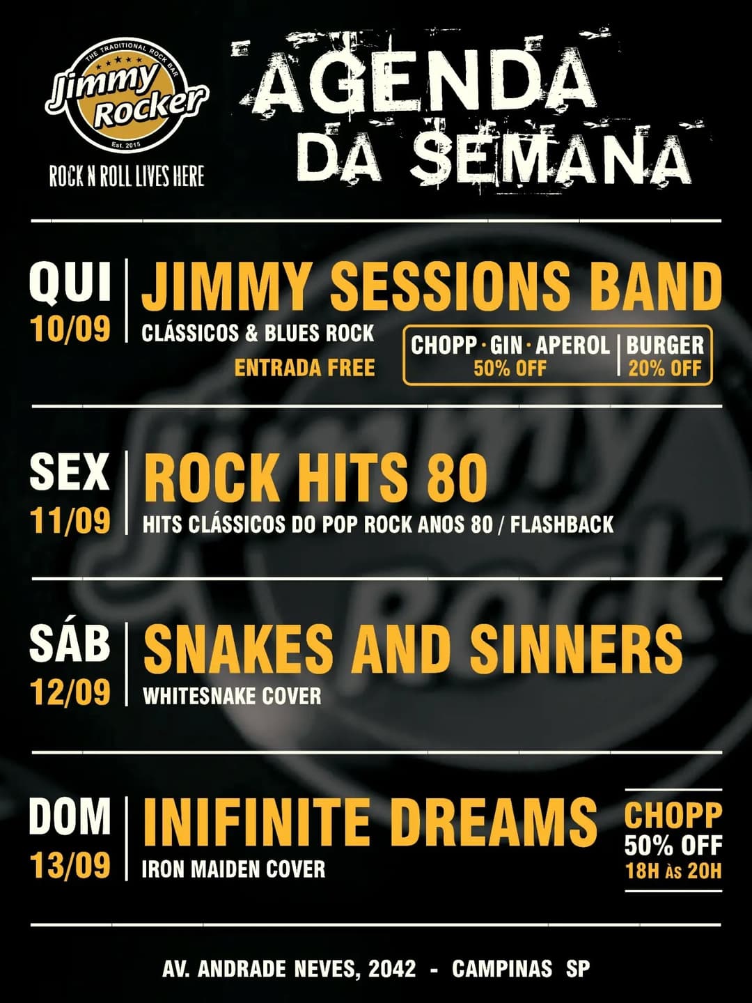 Flyer de Jimmy Sessions Band
