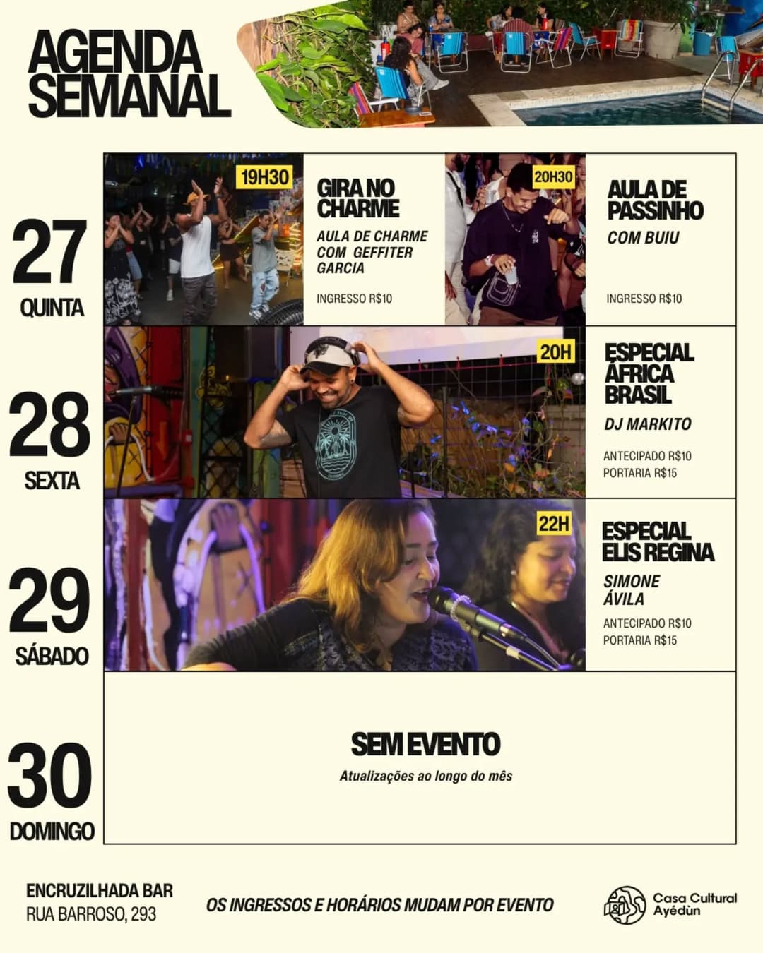 Flyer de Gira no Charme e Gira do Passinho