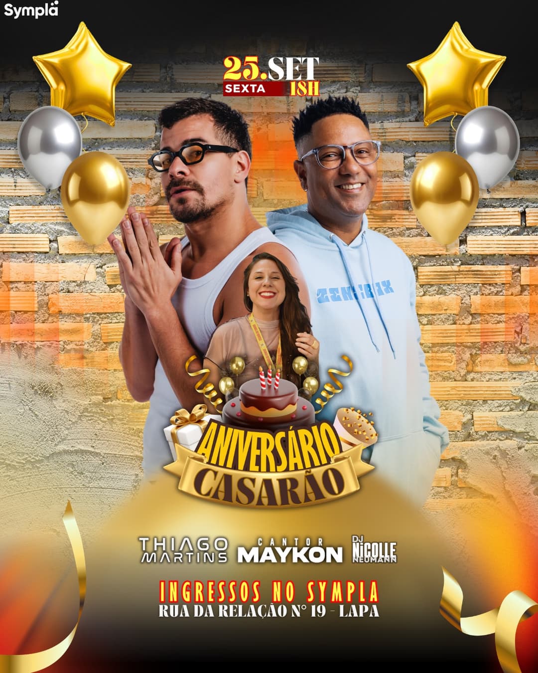 Flyer de Thiago Martins, Maykon e DJ Nicolle Neumann