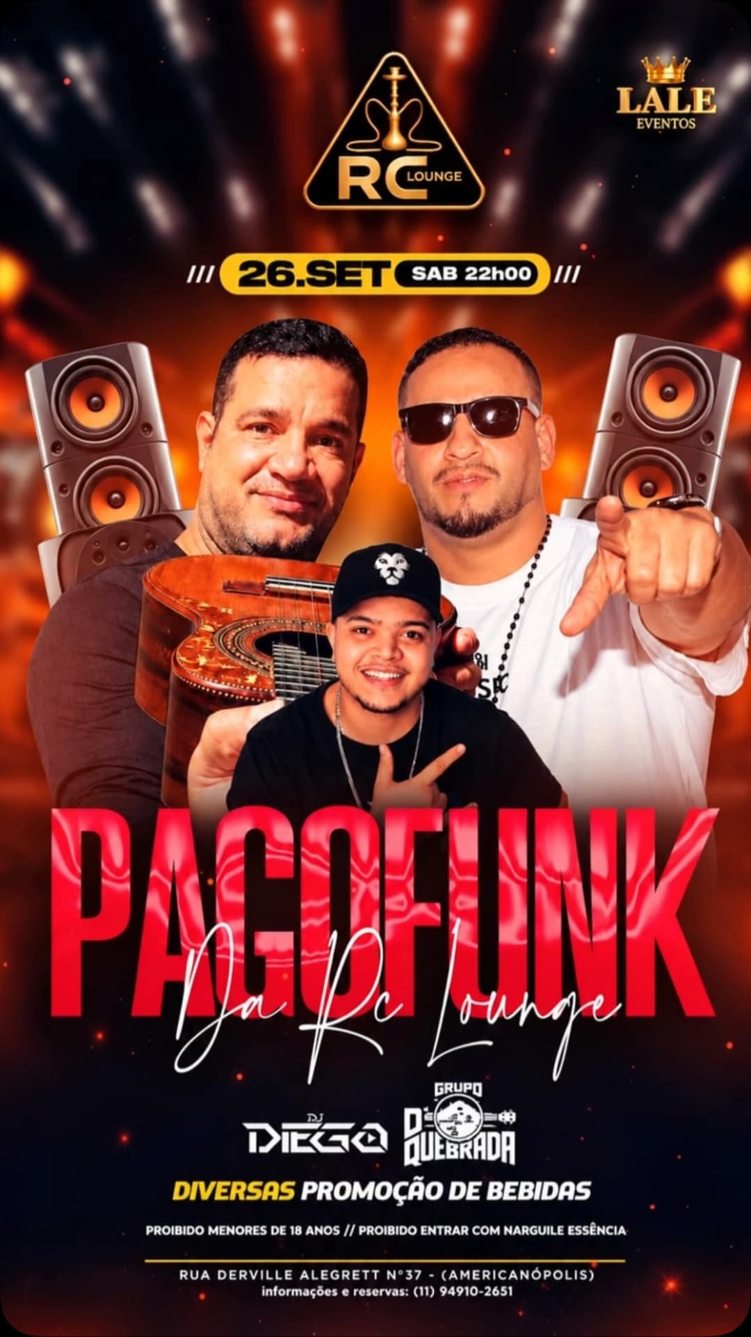 Flyer de Pagode ao vivo, DJ Diego e Grupo De Quebrada