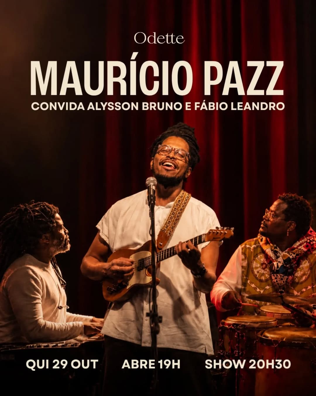 Flyer de Maurício Pazz, Alysson Bruno e Fabio Leandro