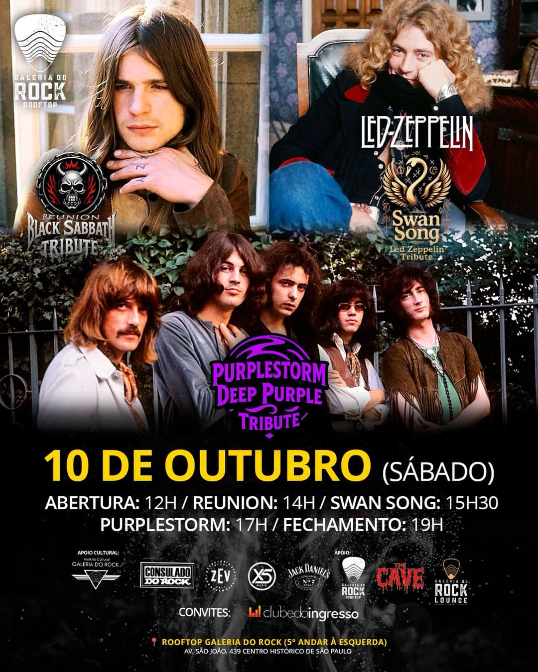 Flyer de Reunion, Swan Song e Purple Storm