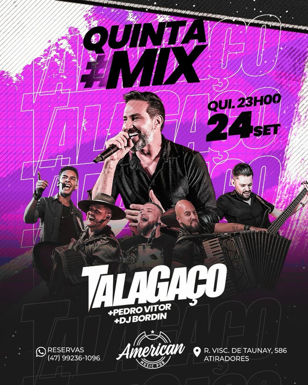 Flyer de Talagaço, DJ Bordim e Cantor Pedro Vitor