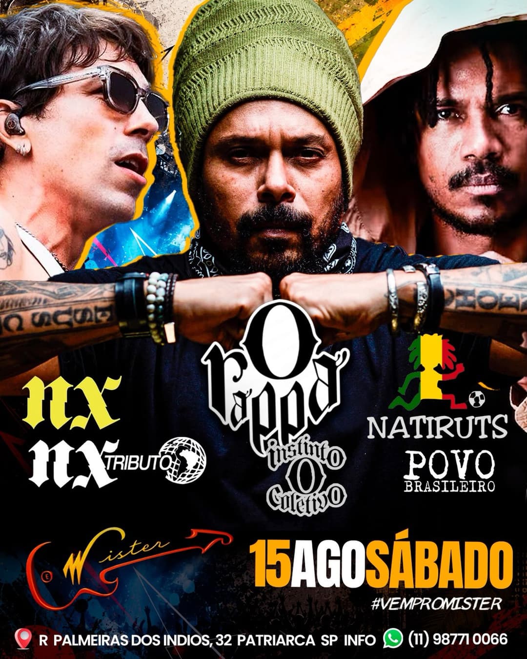 Flyer de NX Zero Tributo, O Instinto Coletivo e Banda Povo Brasileiro
