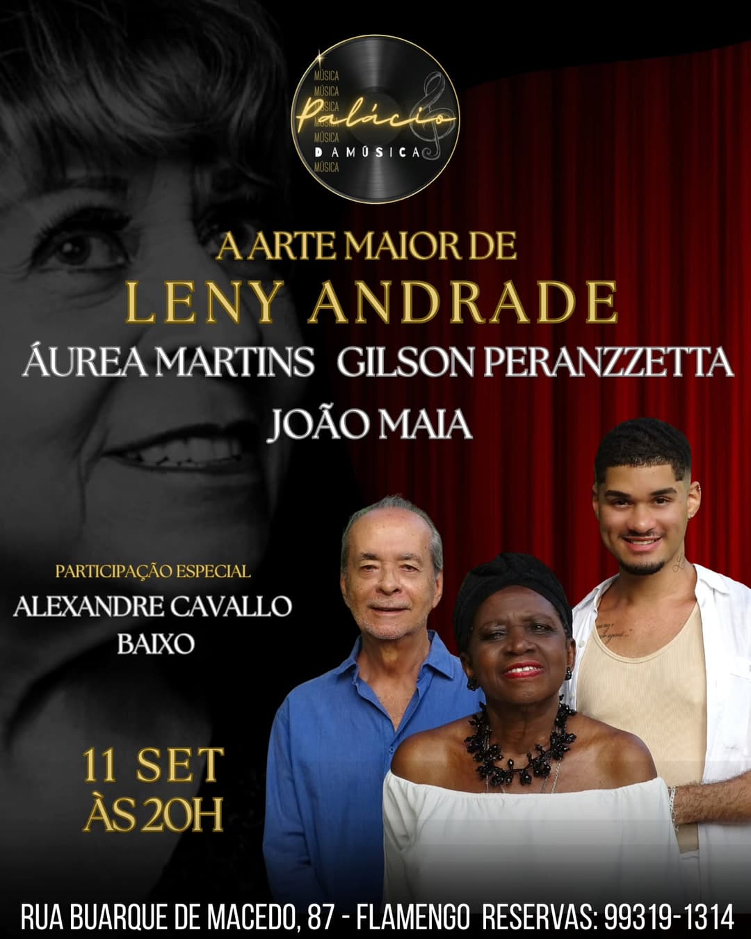 Flyer de Aurea Martins, Gilson Peranzzetta e João Maia