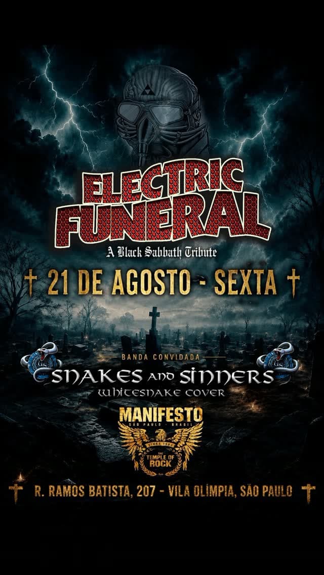 Flyer de Electric Funeral, Snakes and Sinners e mais 2 artistas