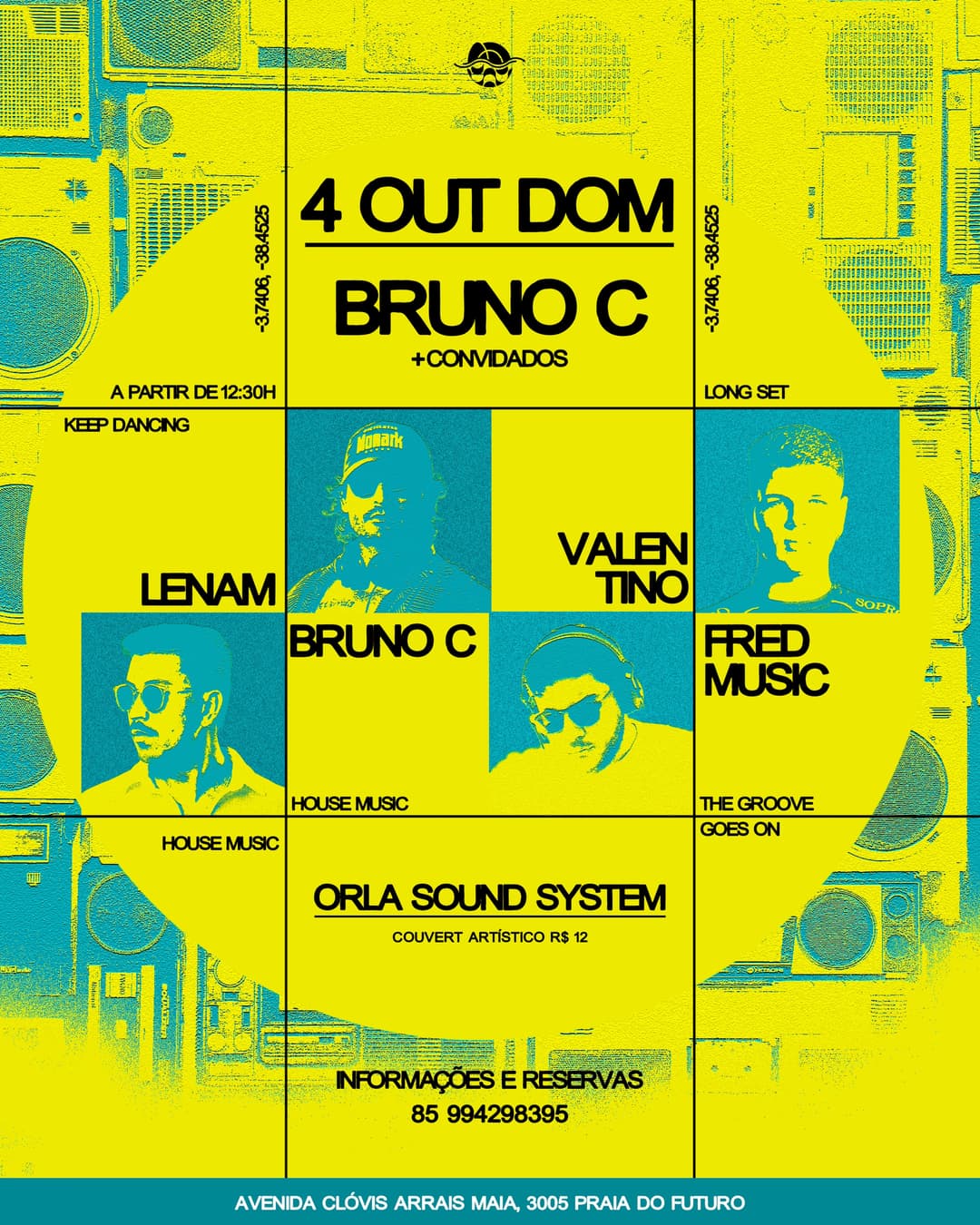 Flyer de Valentino, Bruno C, lenammusic e Fred Music