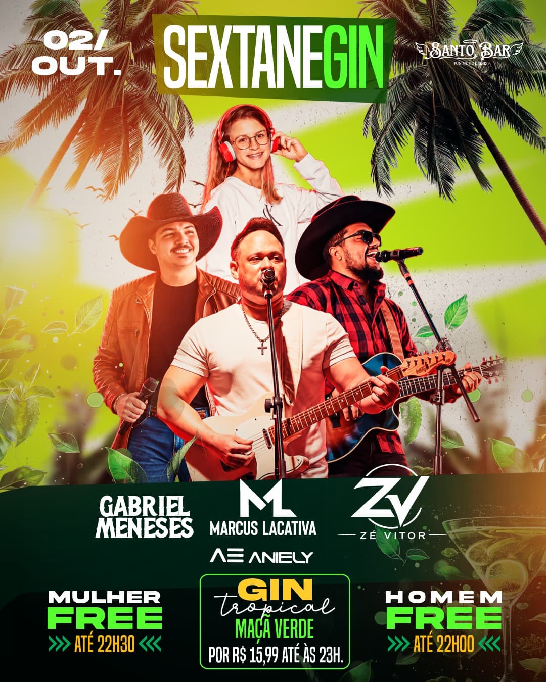 Flyer de Gabriel Meneses, Marcus Lacativa, Zé Vitor e Aniely