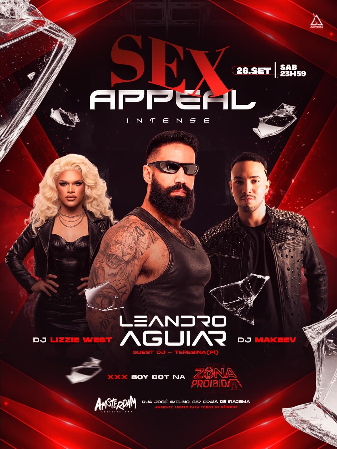 Flyer de Leandro Aguiar, Dj Lizzie West e mais 3 artistas