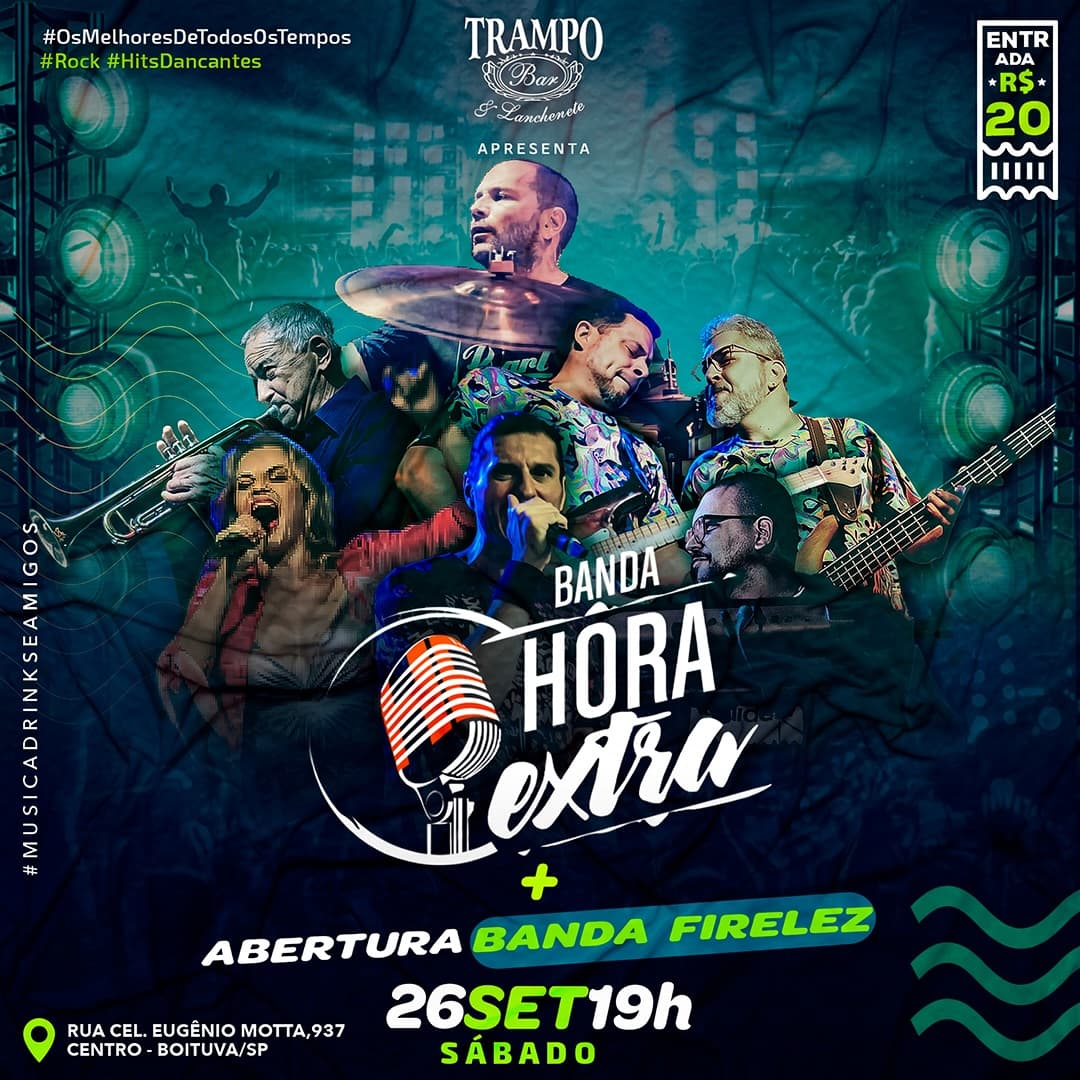 Flyer de Banda Hora Extra e Banda Firelez