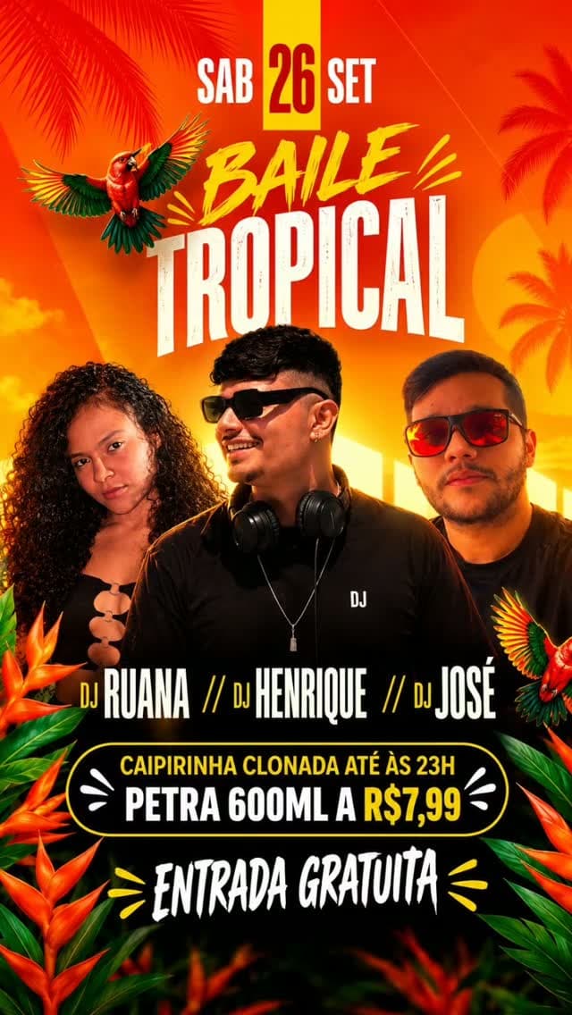 Flyer de DJ Ruana, DJ Henrique e DJ José
