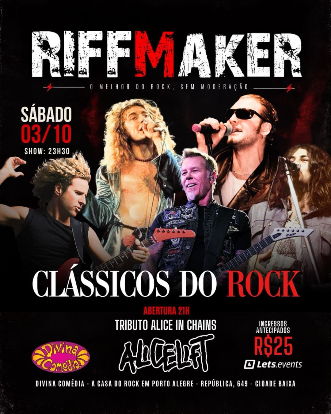 Flyer de Riffmaker e Tributo Alice in Chains