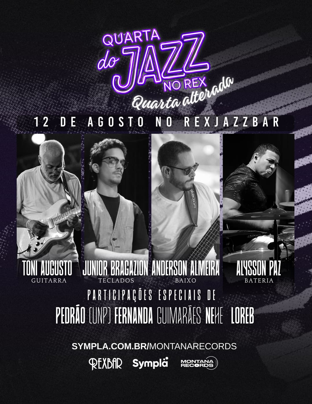Flyer de Toni Augusto, Junior Bragazion, Anderson Almeida, Alysson Paz, Pedrão Cunha, Fernanda Guimarães, Nehe e Loreb