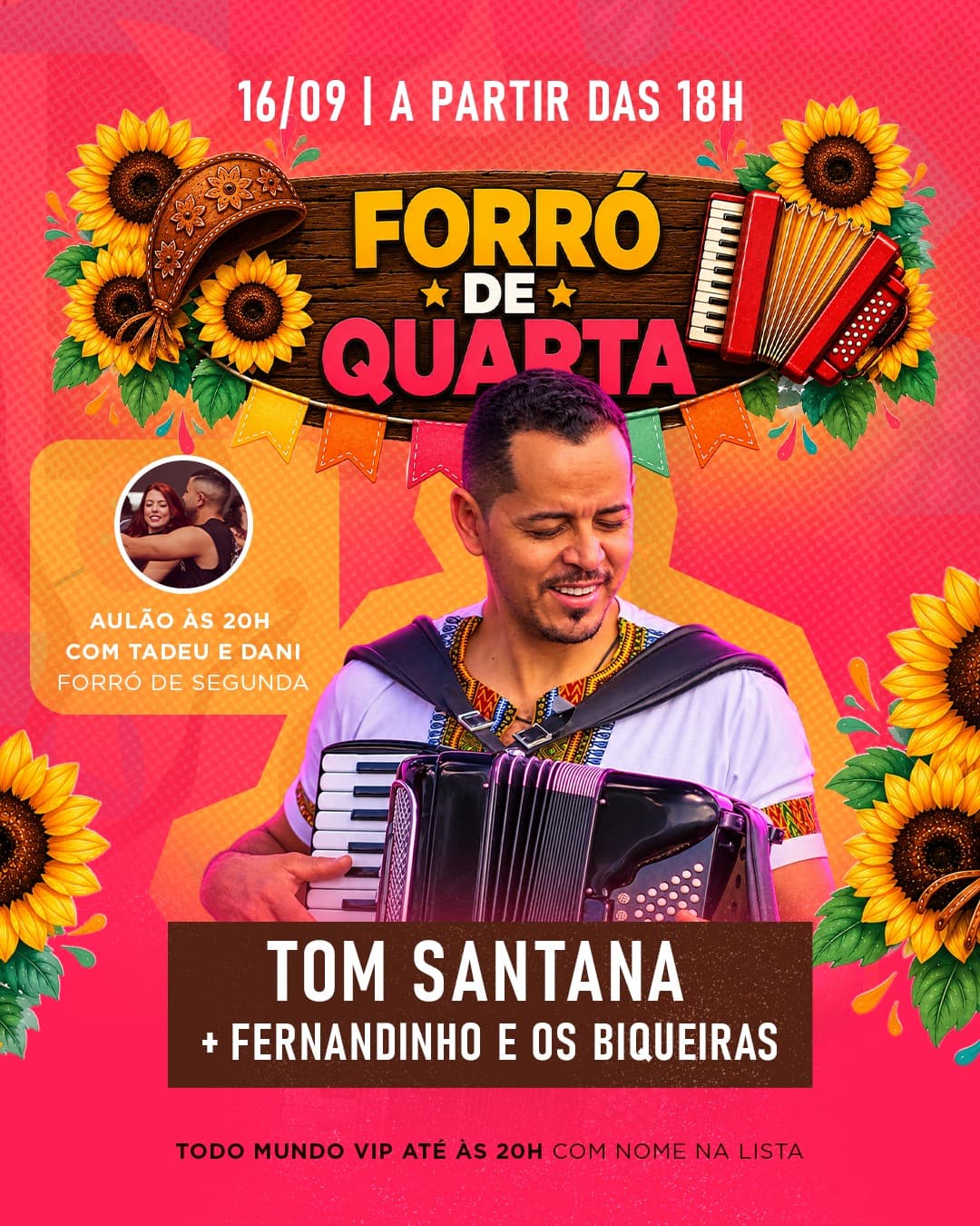 Flyer de Tom Santana e mais 2 artistas