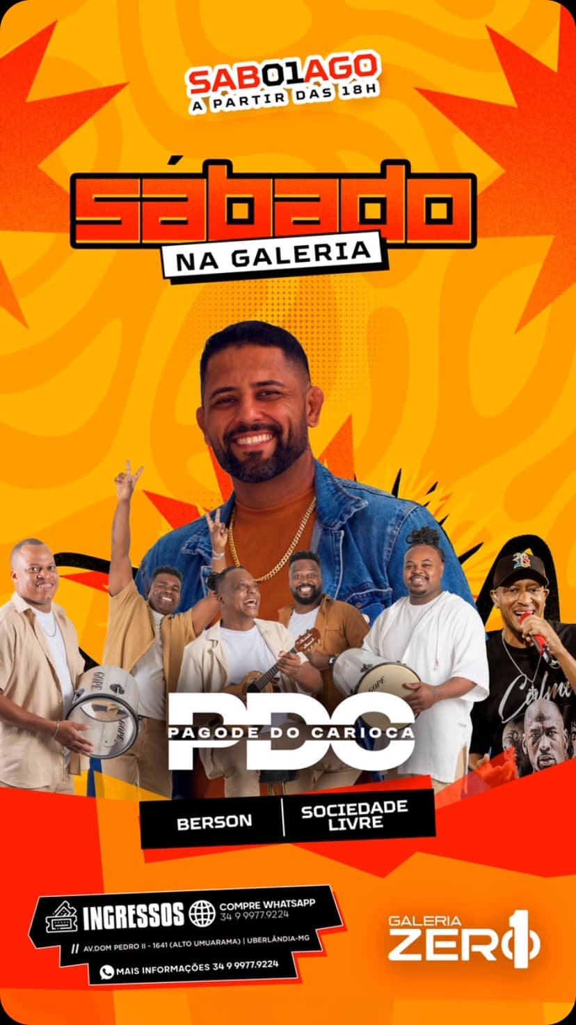Flyer de Grupo Sociedade Livre, Pagode do Carioca e Berson