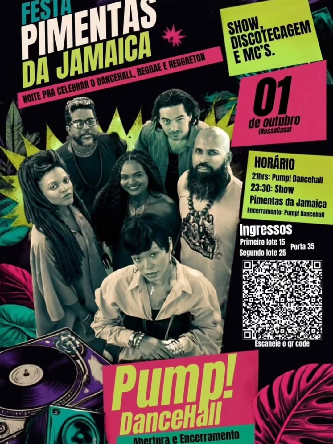 Flyer de Pump! Dancehall e PIMENTAS DA JAMAICA