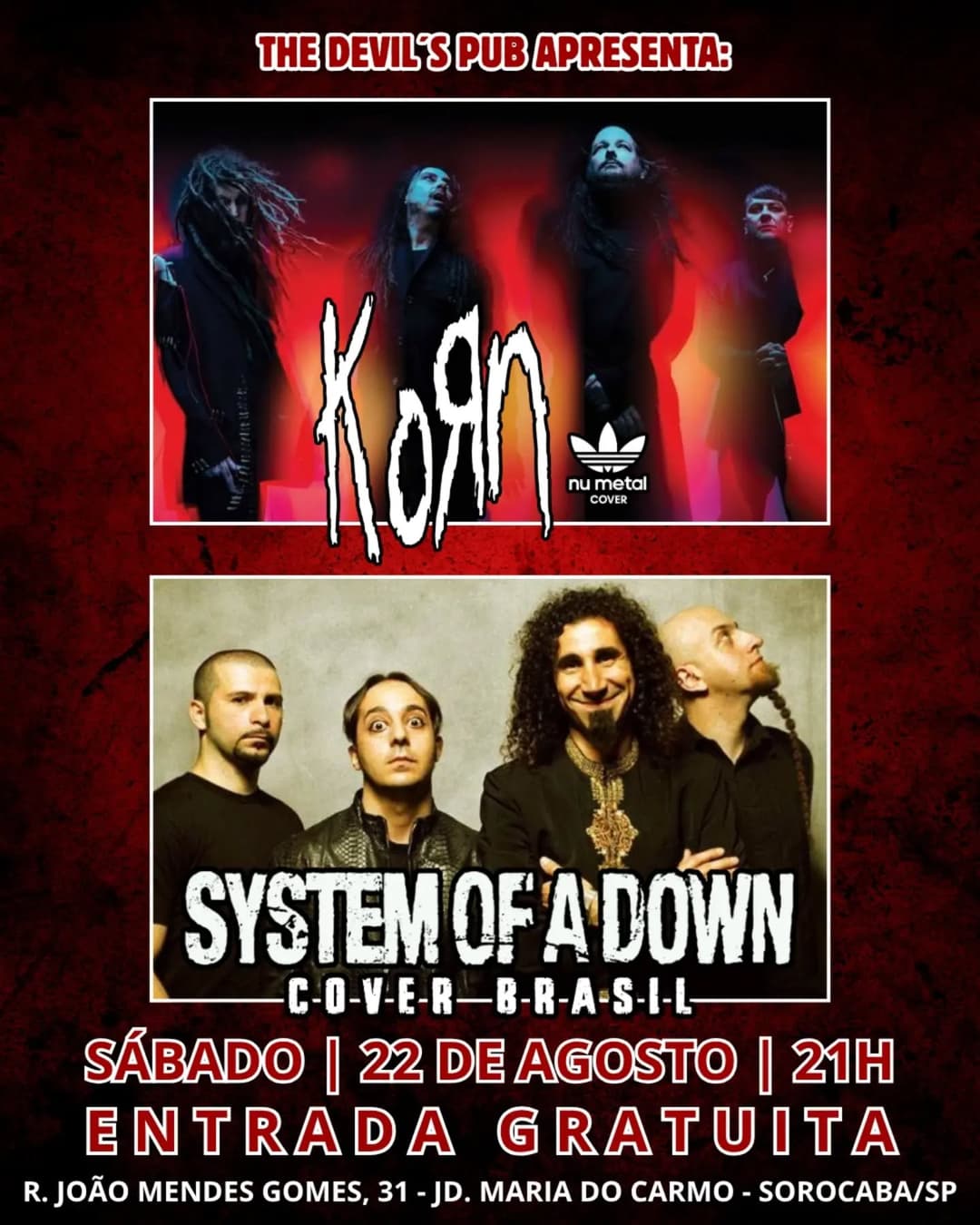 Flyer de System of a Down - Cover e Korn Cover