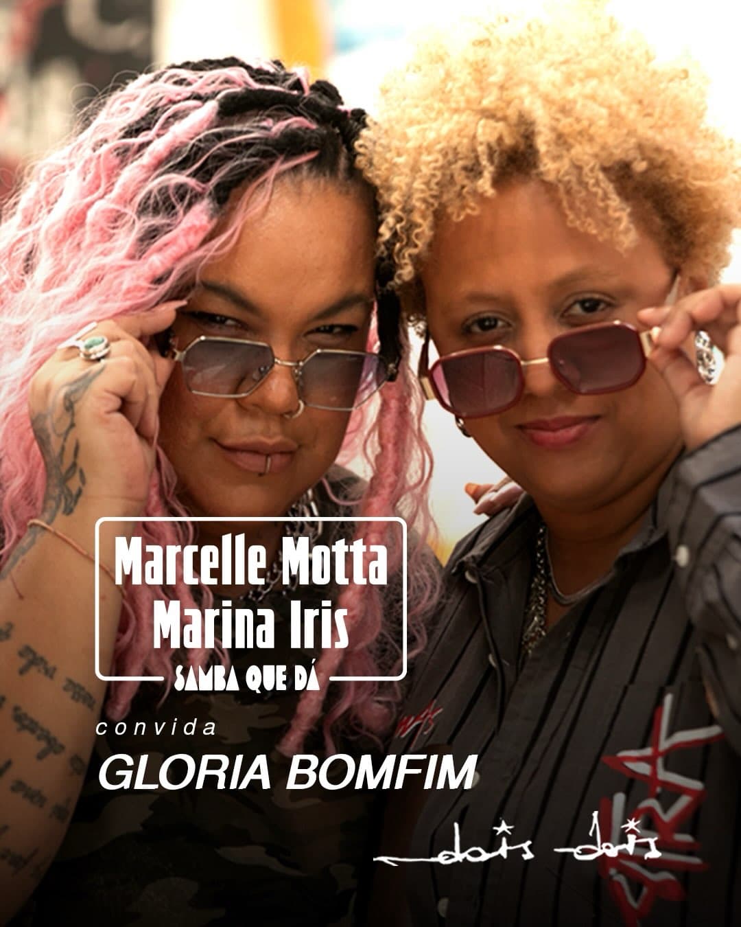 Flyer de Marina Iris, Marcelle Motta e Gloria Bomfim