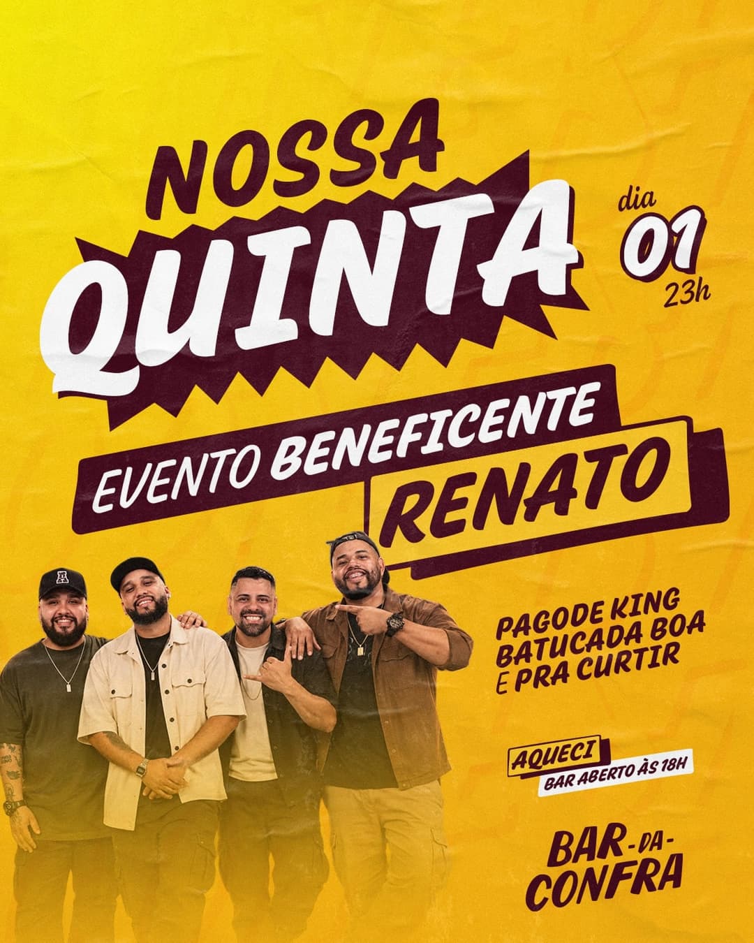 Flyer de Pagode Batucada Boa, Pagode King e mais 2 artistas