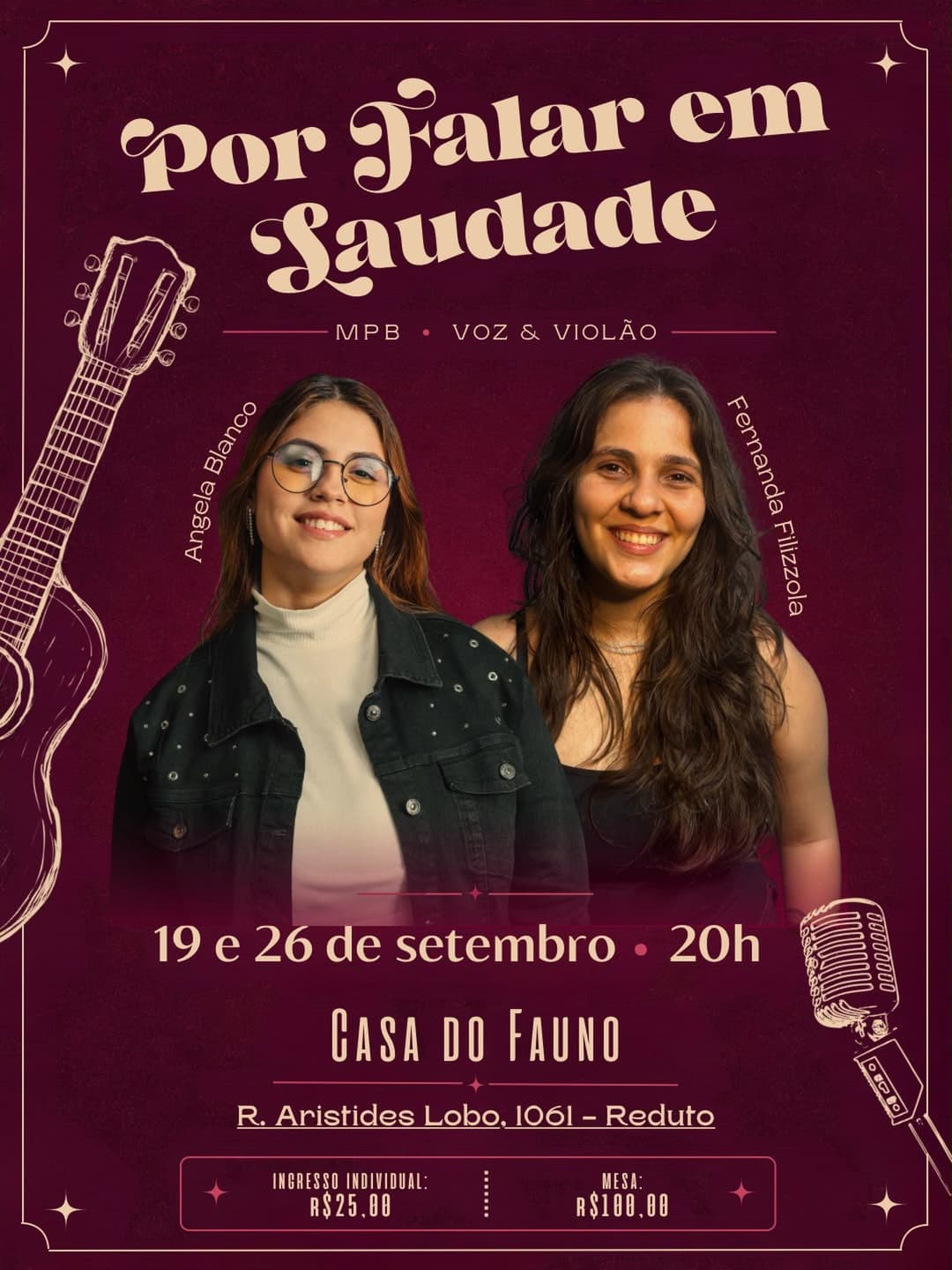 Flyer de Ângela Blanco e Fernanda Filizzola