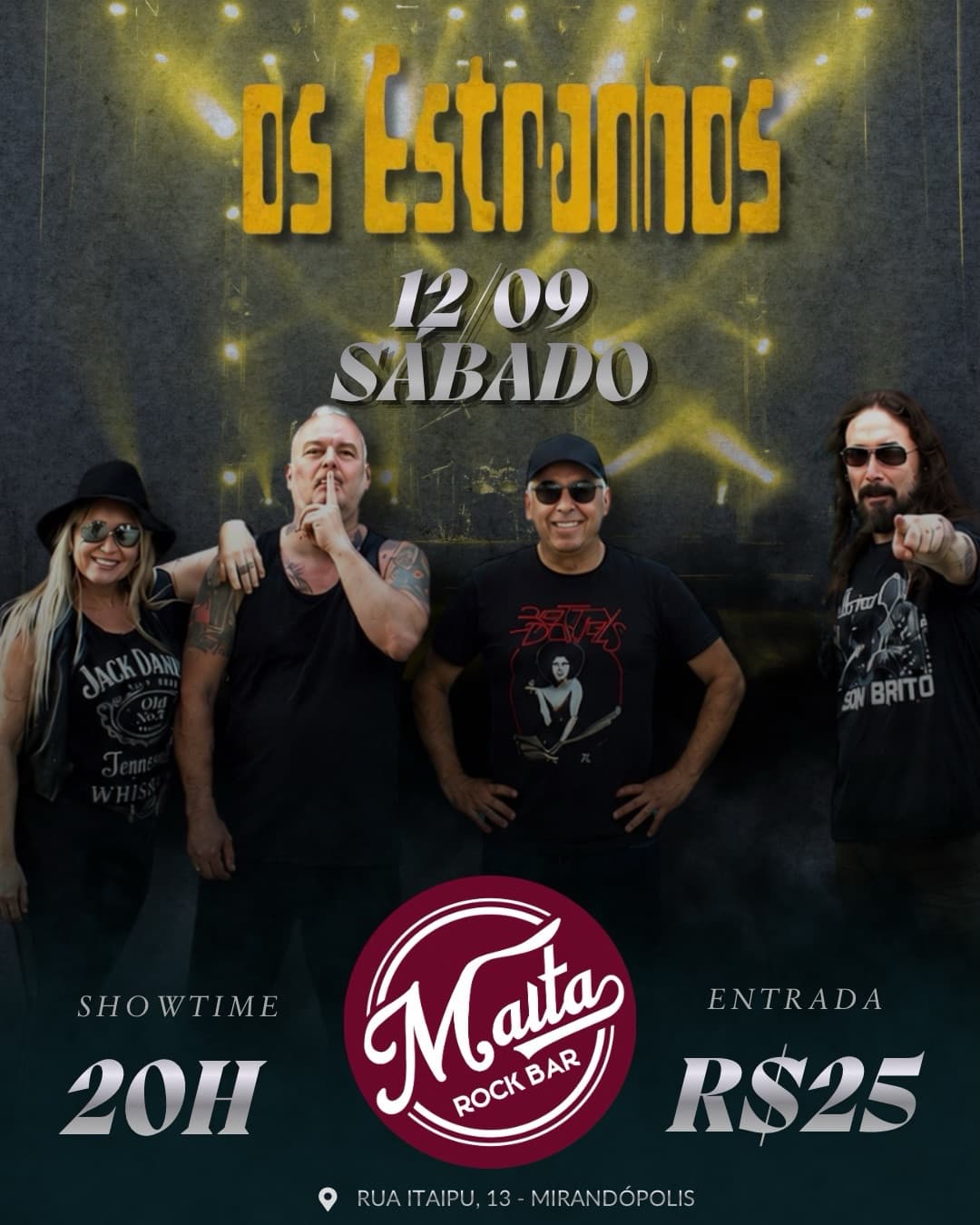 Flyer de Os Estranhos e xandesaraivarocknroll