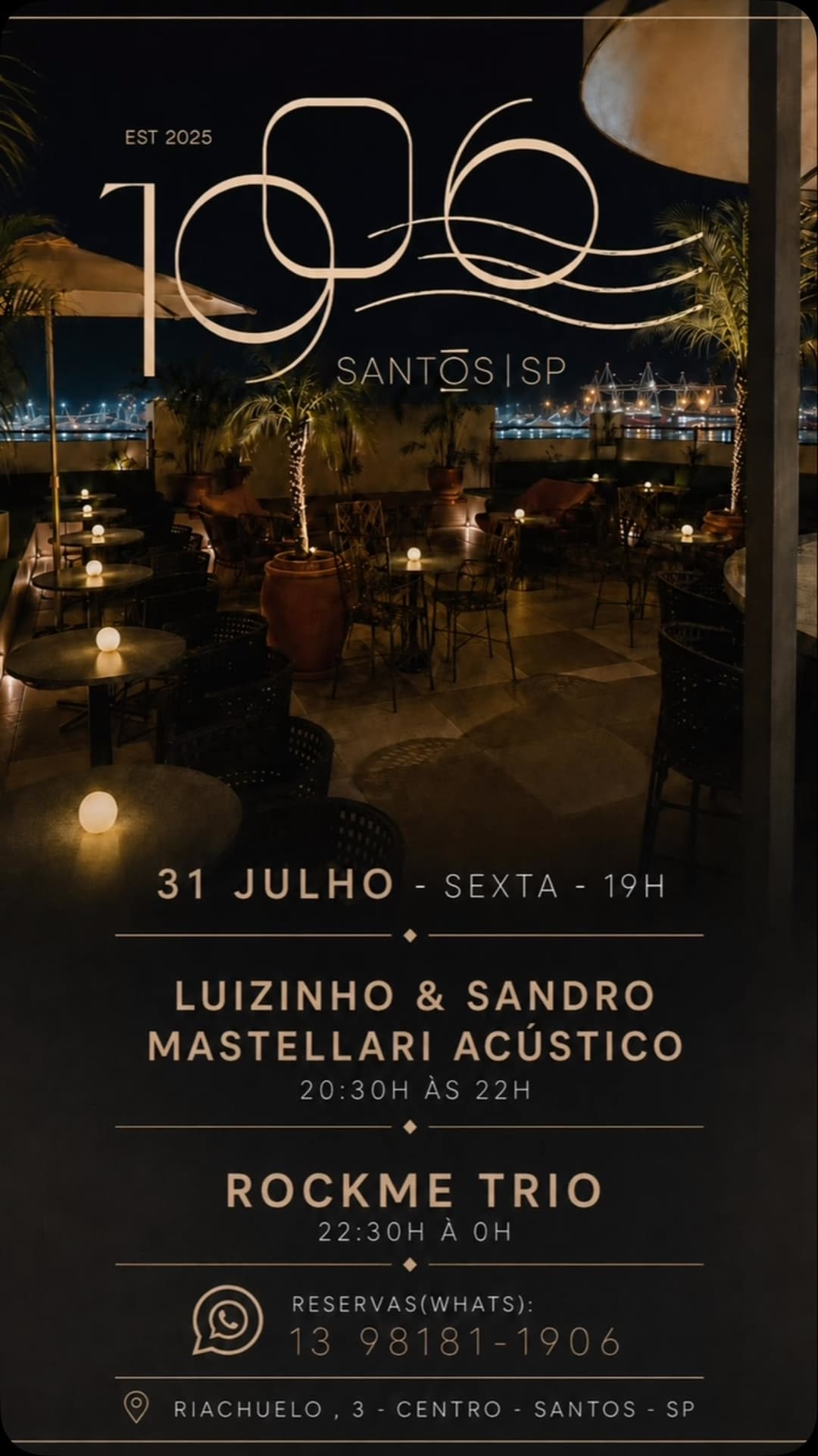 Flyer de Luizinho & Sandro Mastellari Acústico e RockMe Trio