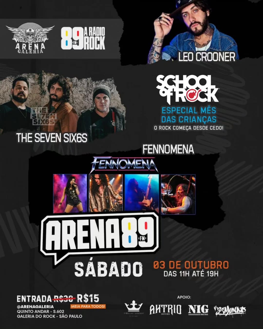 Flyer de Crooner, The Seven Sixes e Fennomena