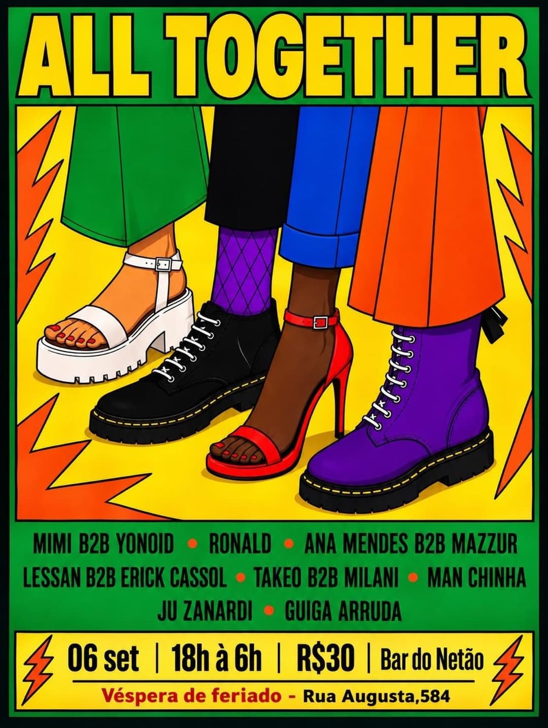 Flyer de Yonoid, Ronald Pacheco, Lessan Dta e mais 9 artistas
