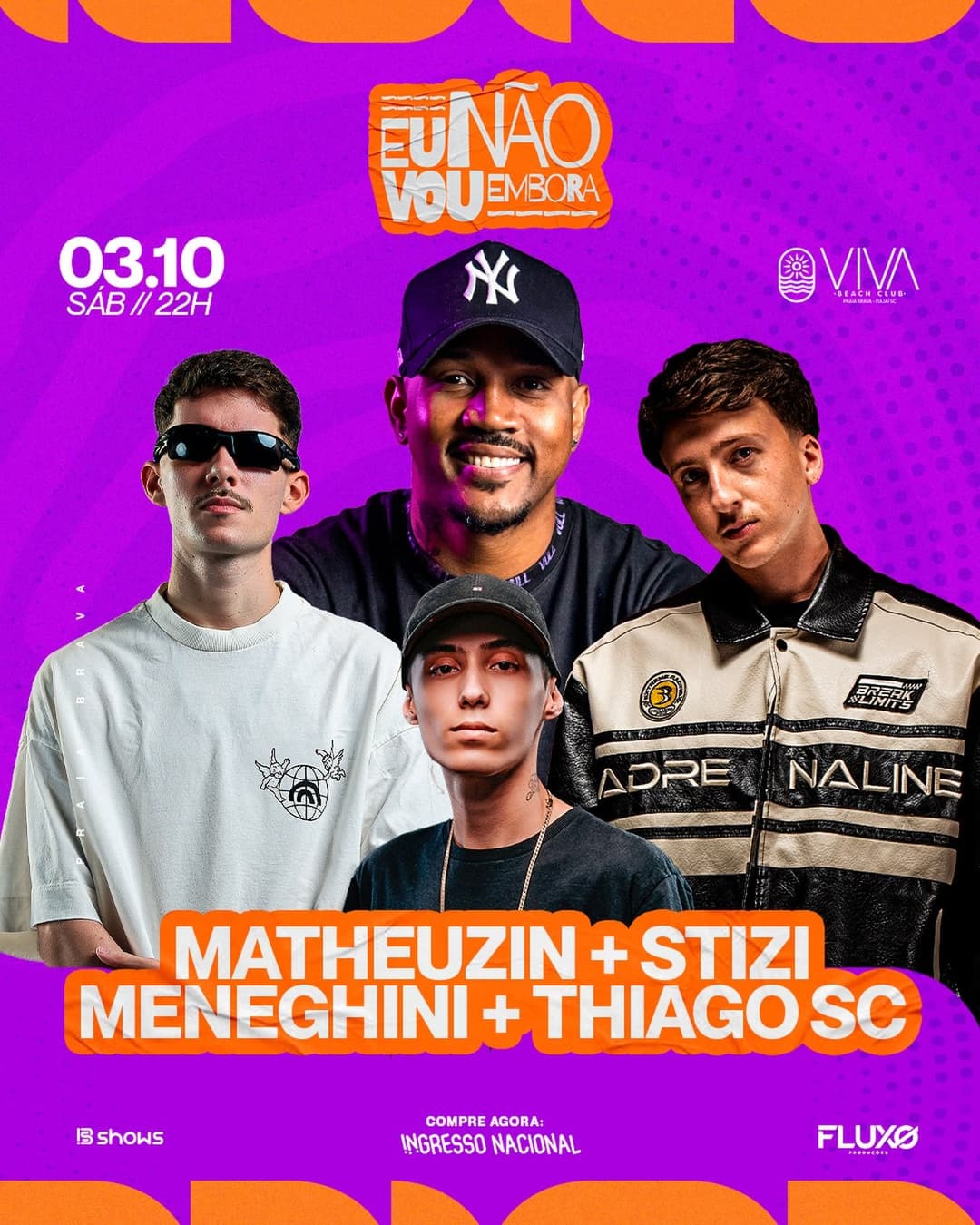 Flyer de Matheus Fernando, Gabriel Meneghini e mais 2 artistas