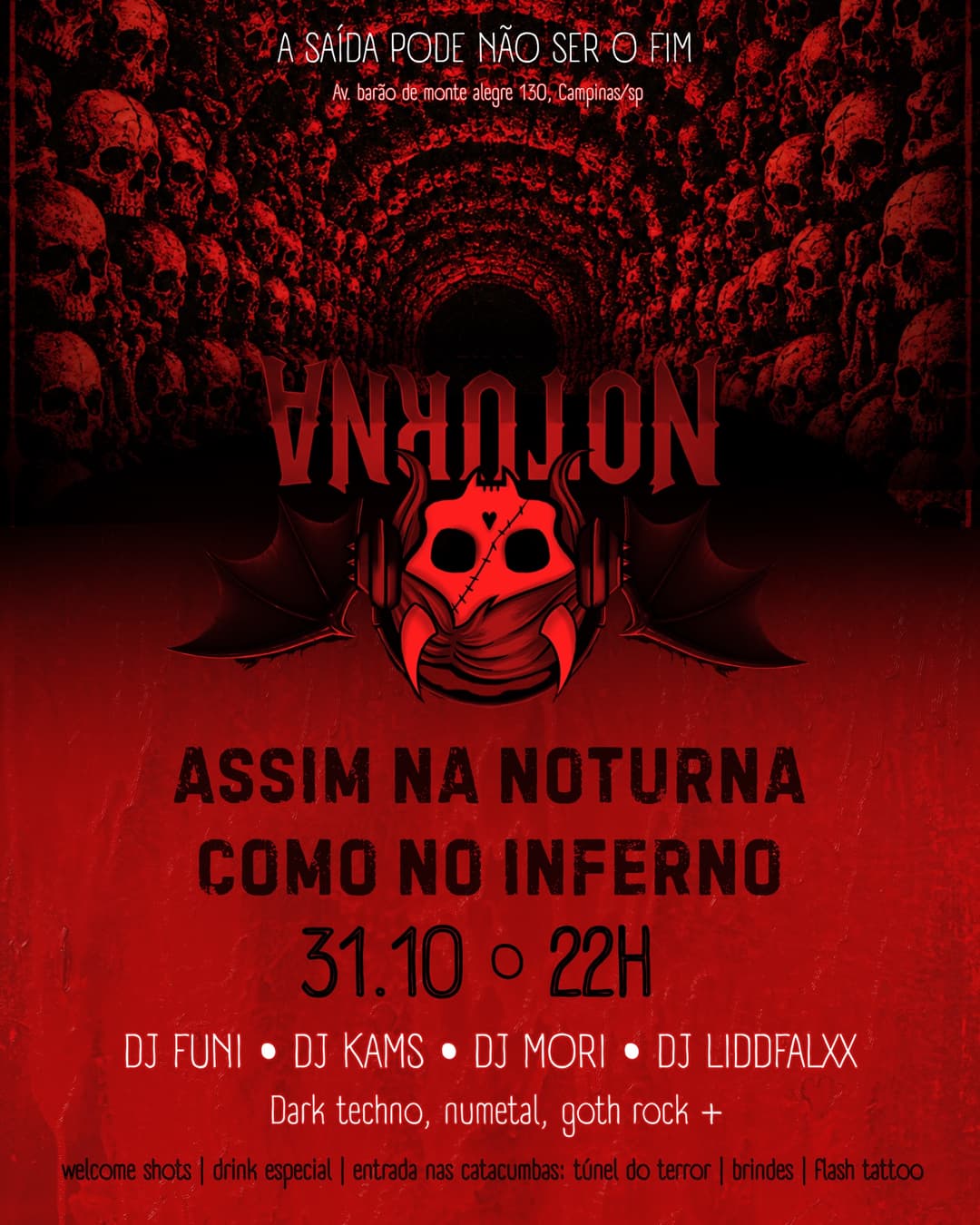 Flyer de DJ FUNI, DJ Kams, DJ Mori e DJ LIDDFALXX