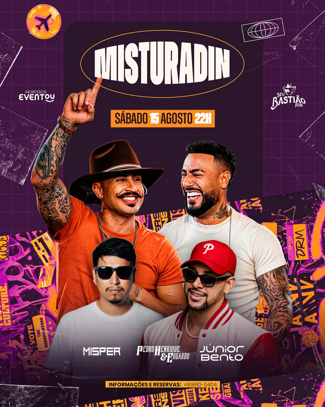 Flyer de Pedro Henrique e Eduardo, Pagode do Júnior Bento e DJ Misper