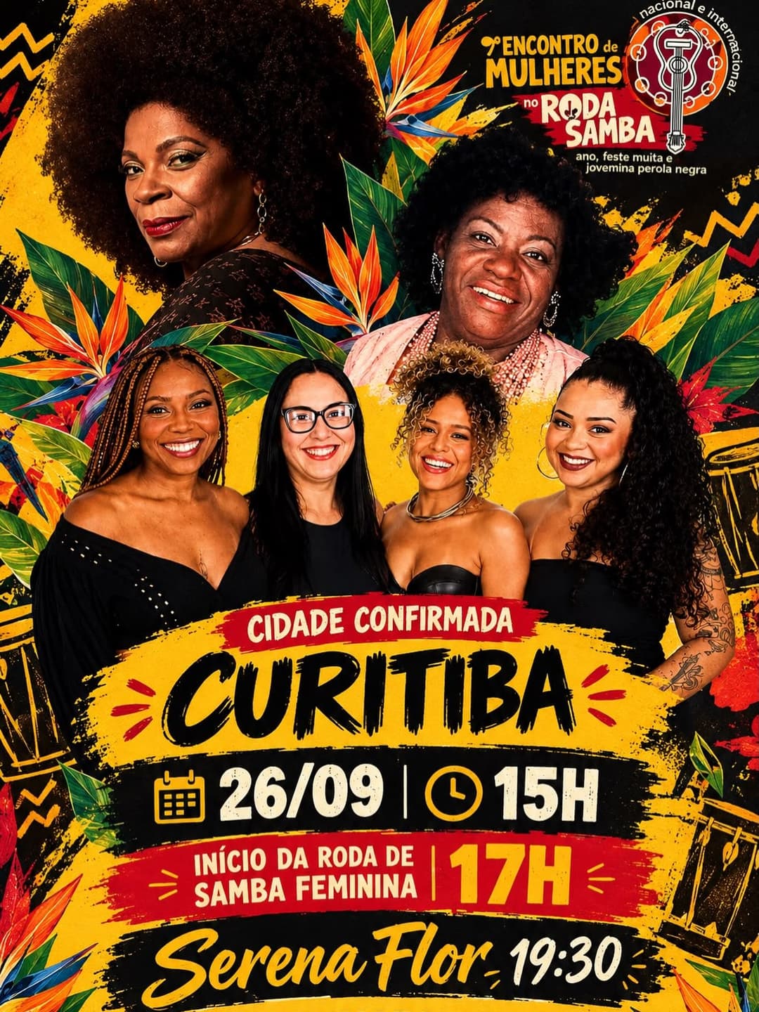 Flyer de Serena Flor e Roda de Samba Feminina
