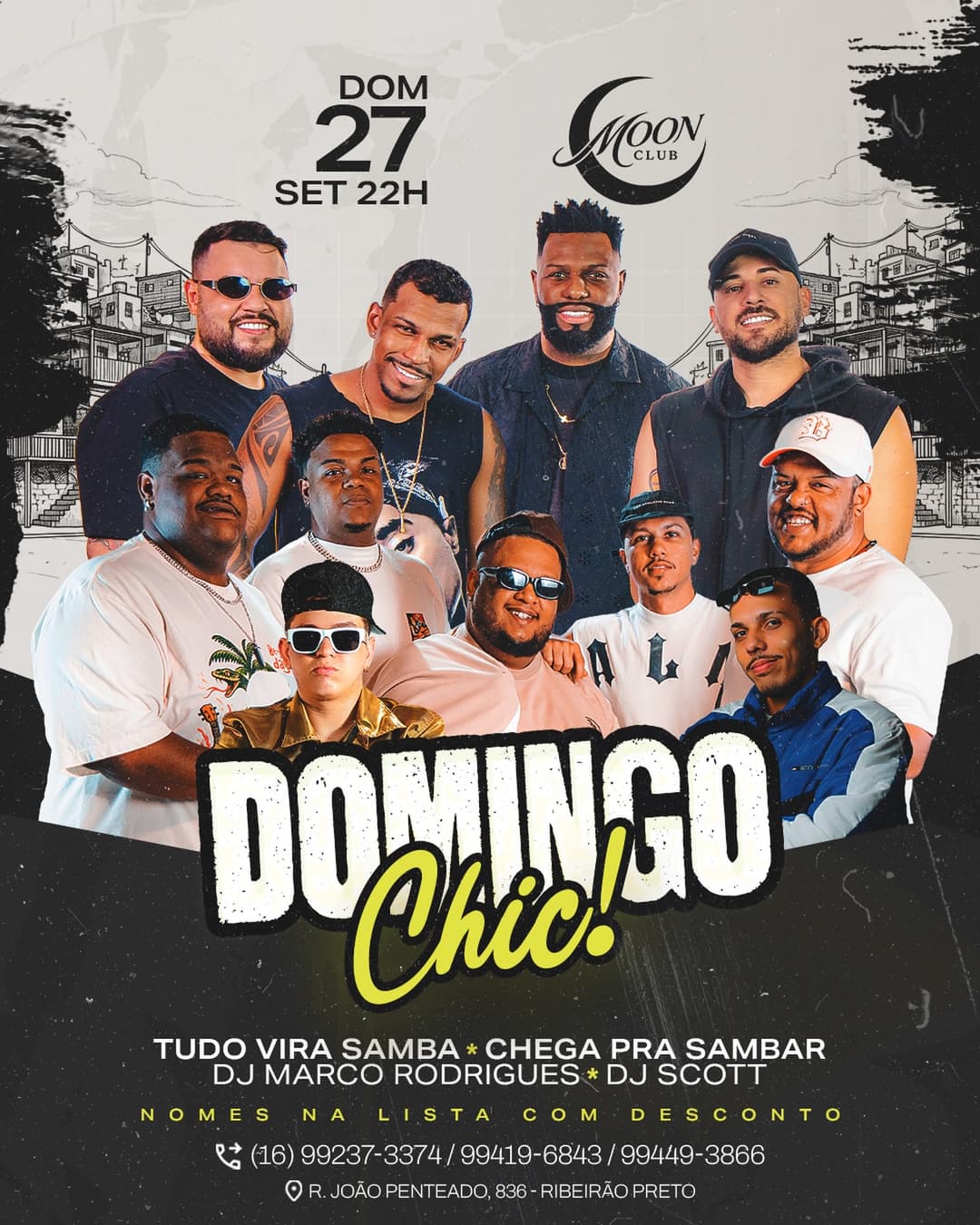 Flyer de Tudo Vira Samba, Chega Pra Sambar e mais 2 artistas