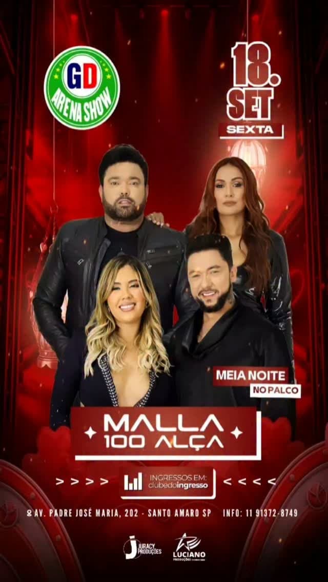 Flyer de Mala 100 Alça e GD Arena Show