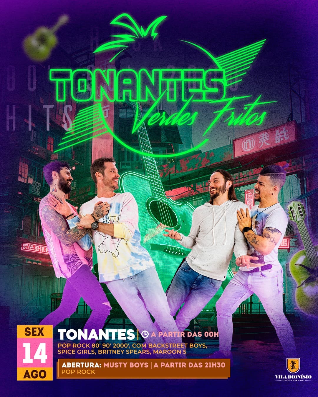 Flyer de Musty Boys e Tonantes Verdes Fritos