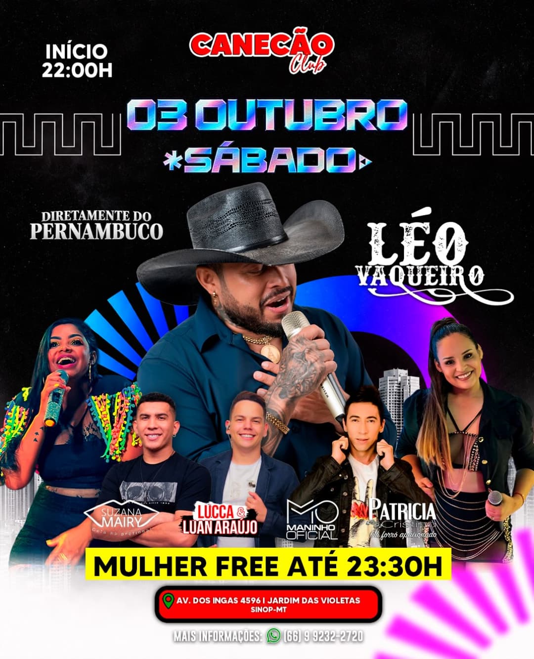 Flyer de Lucca e Luan Araújo, Léo Vaqueiro e mais 3 artistas